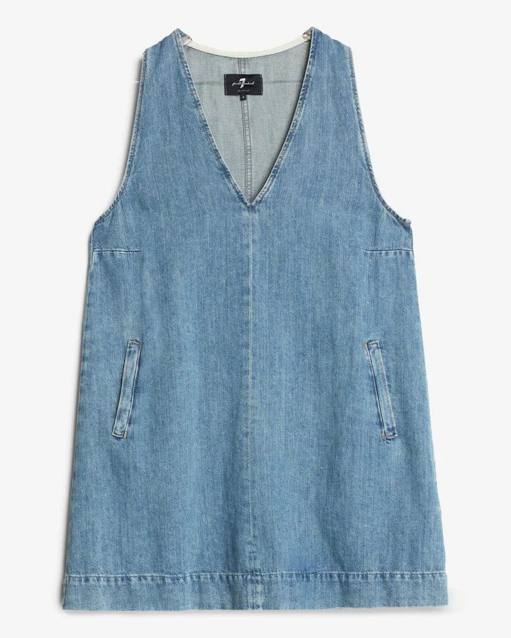 7 for all mankind v-neck linen denim dress
