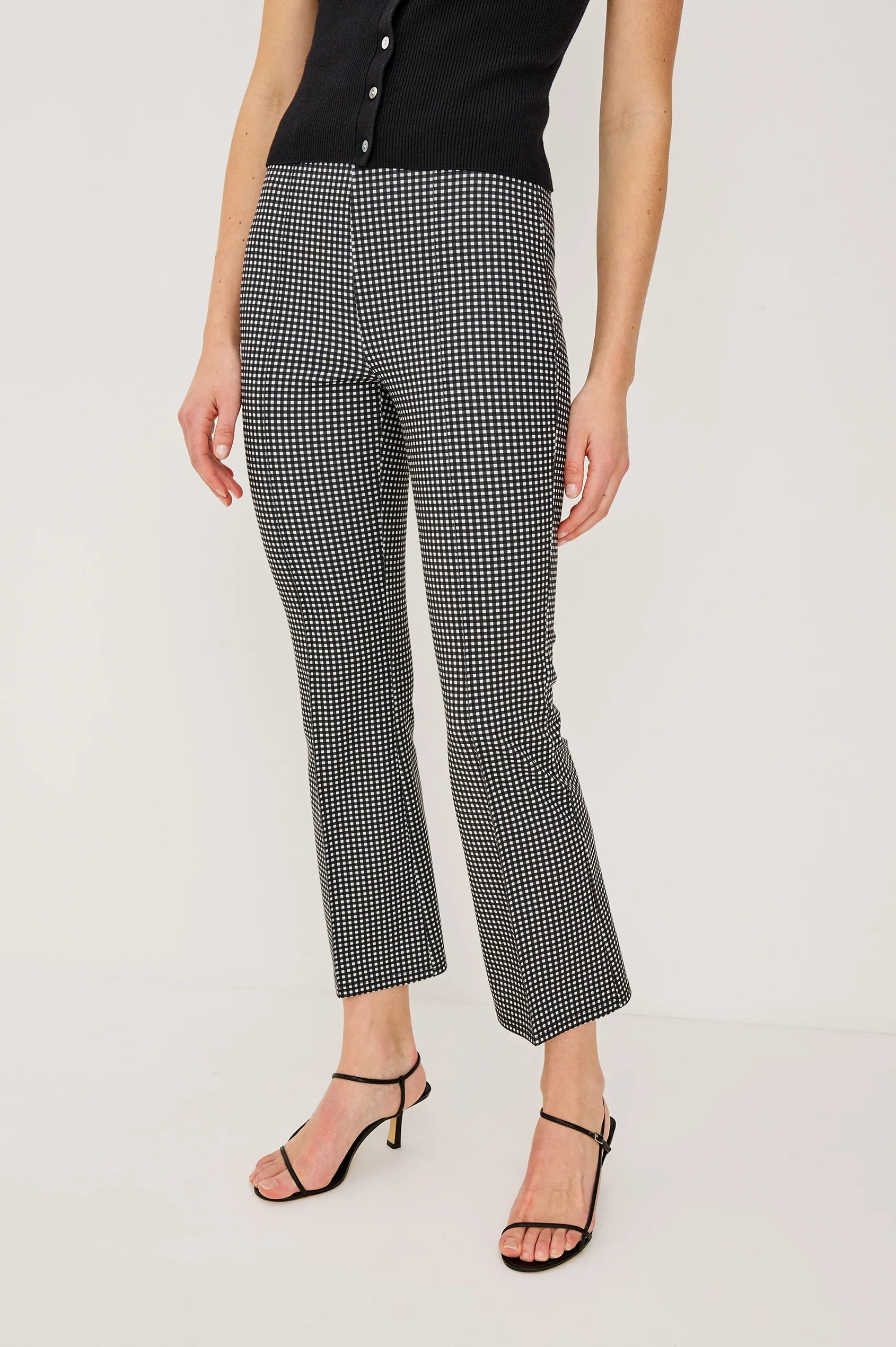 cropped tailored pant in black gingham