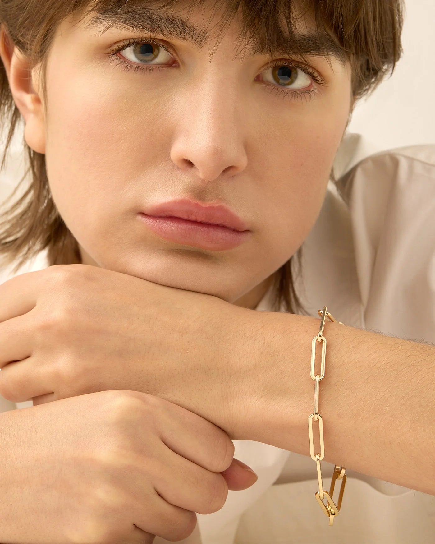 paperclip link gold bracelet
