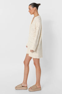 Asha Cream Crochet Long Sleeve Mini Dress