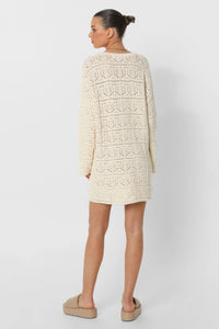 Asha Cream Crochet Long Sleeve Mini Dress