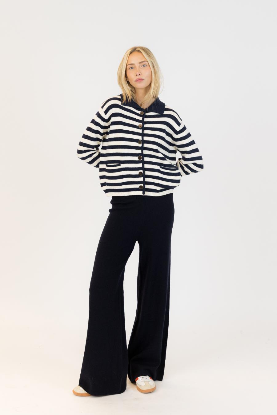 stripped navy and white sweater