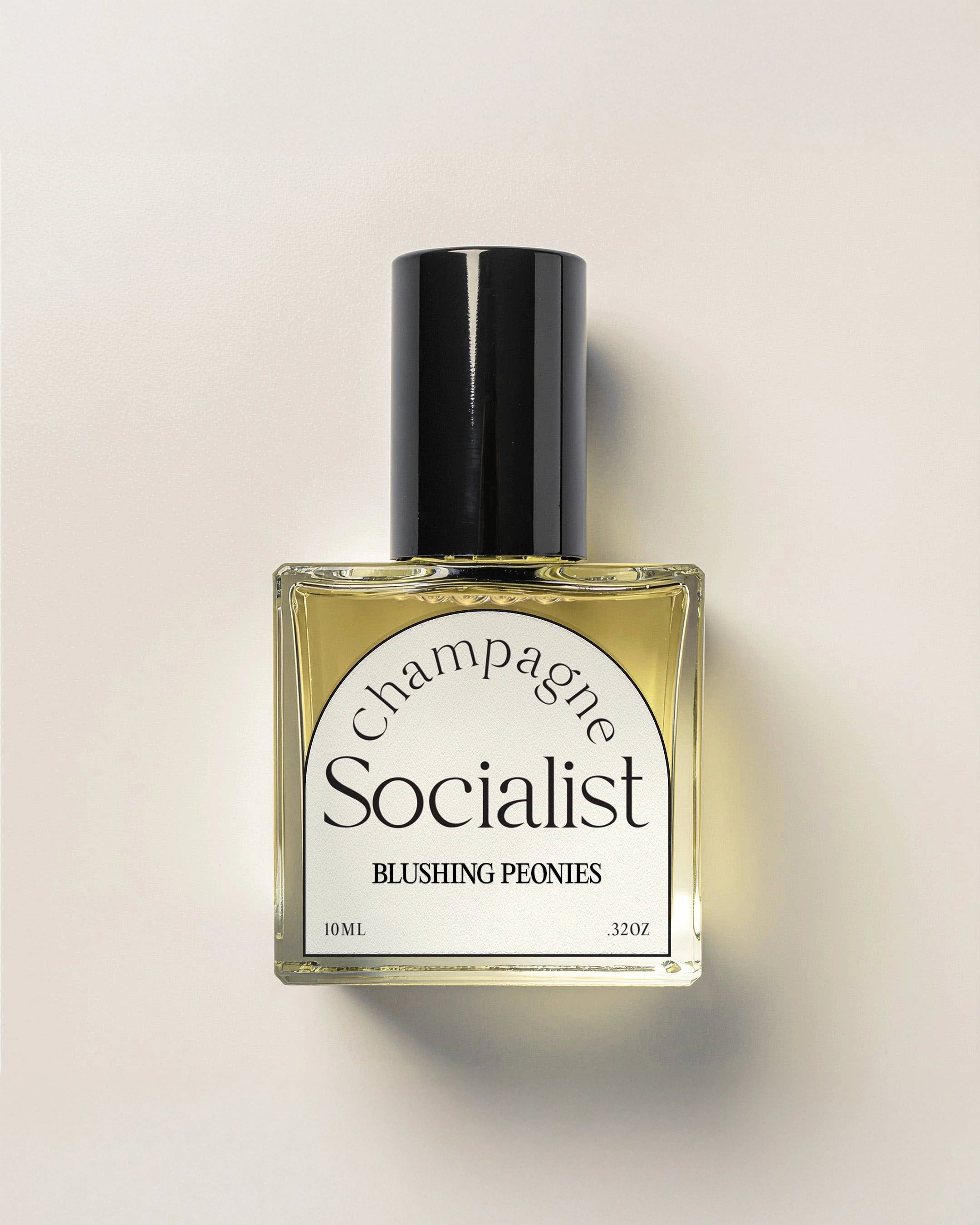 Perfume oil bottle by 'Champagne Socialist' called Blushing Peonies'