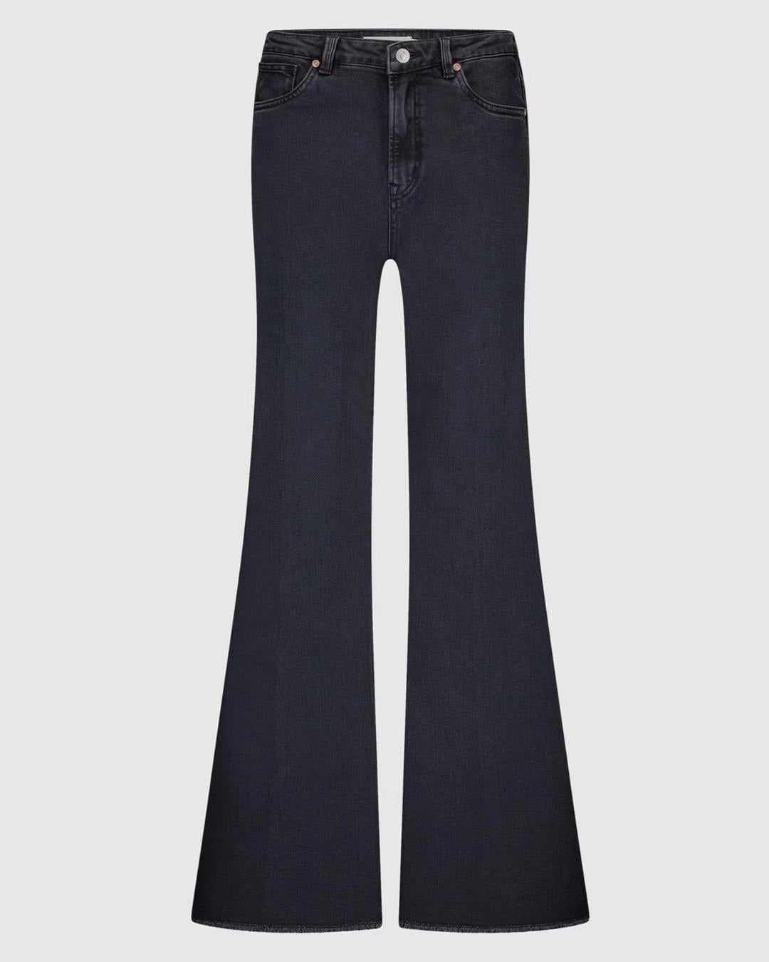 black flared denim jeans