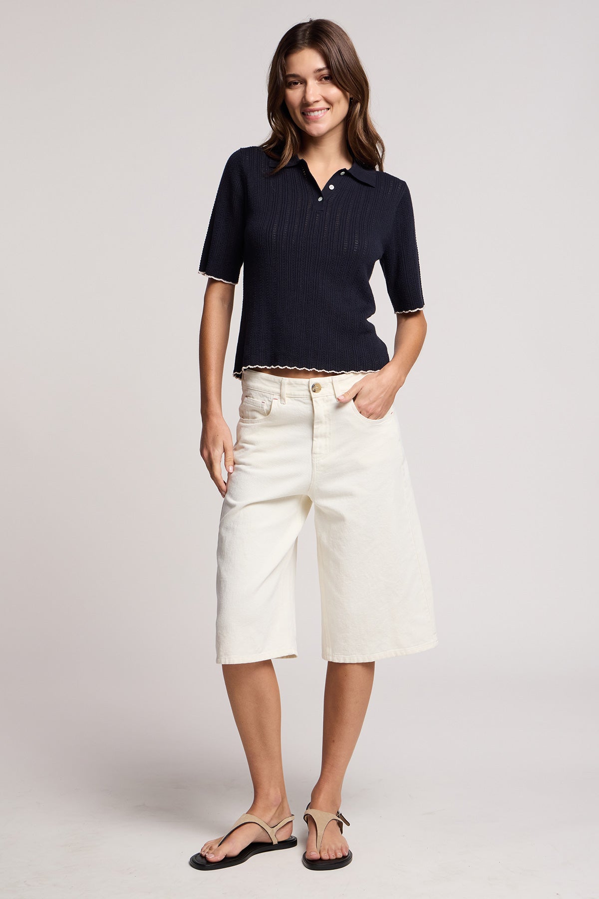 long white denim short