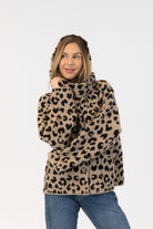 animal print coat with scarf