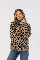 animal print coat with scarf
