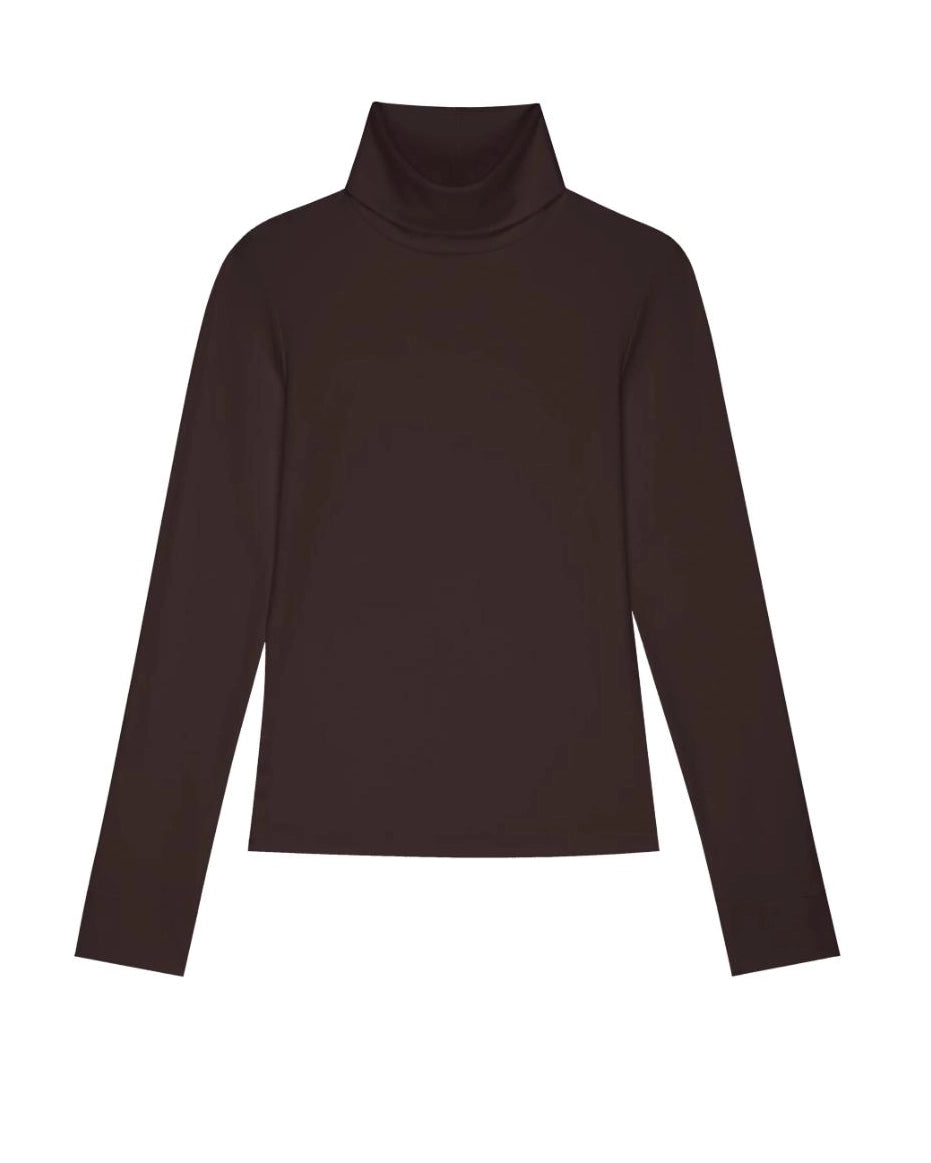 a brown turtleneck rib top