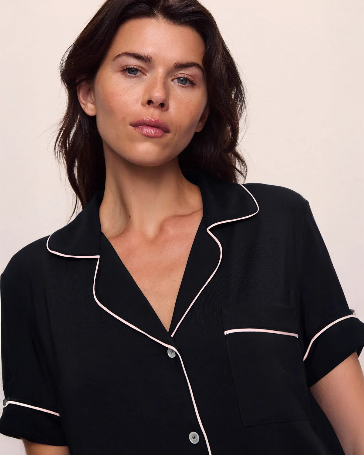 Giselle Button Down Pajamas with Shorts in Black by Eberjey