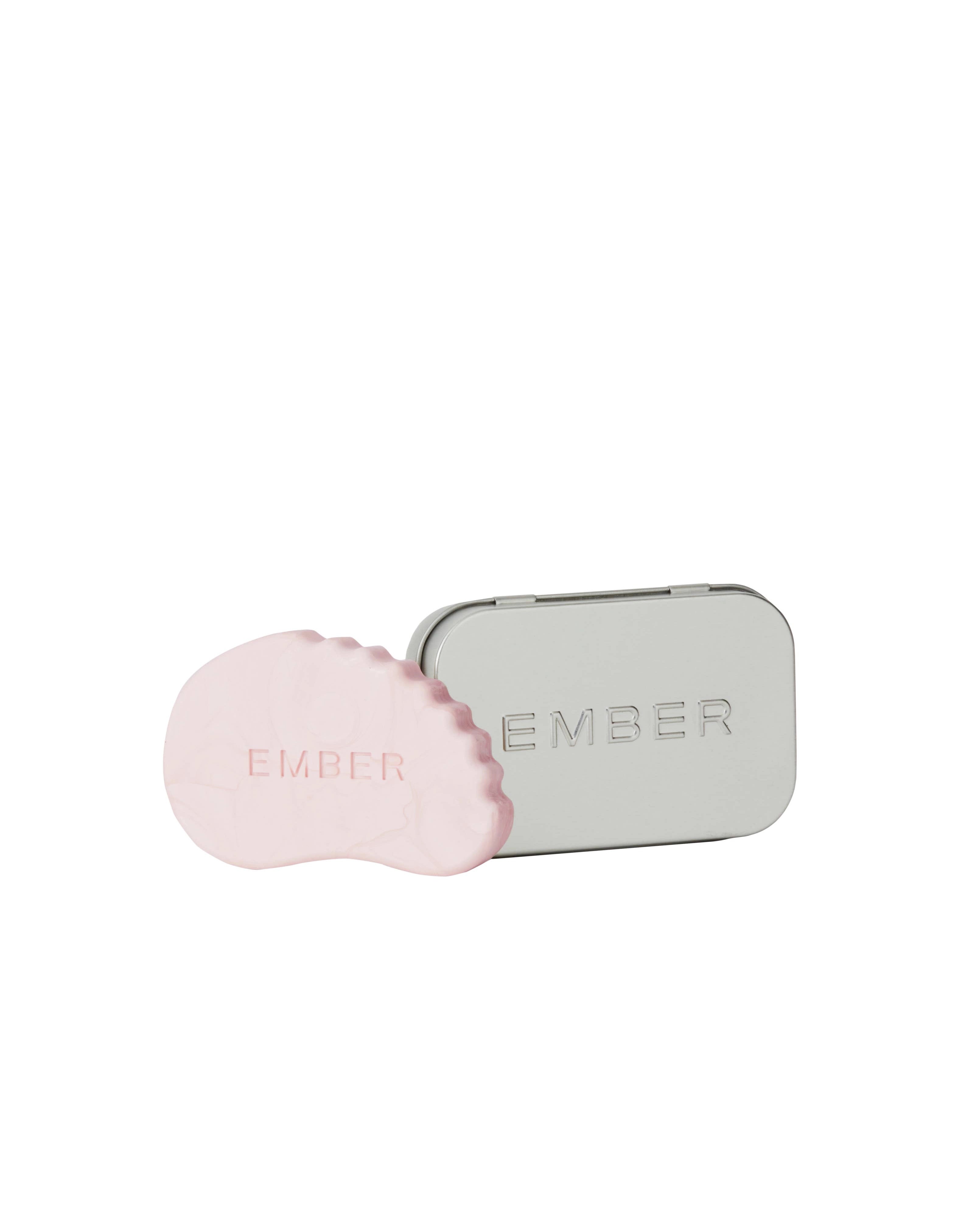 Ember highlighting moisture bar in rose quartz colour and metal case