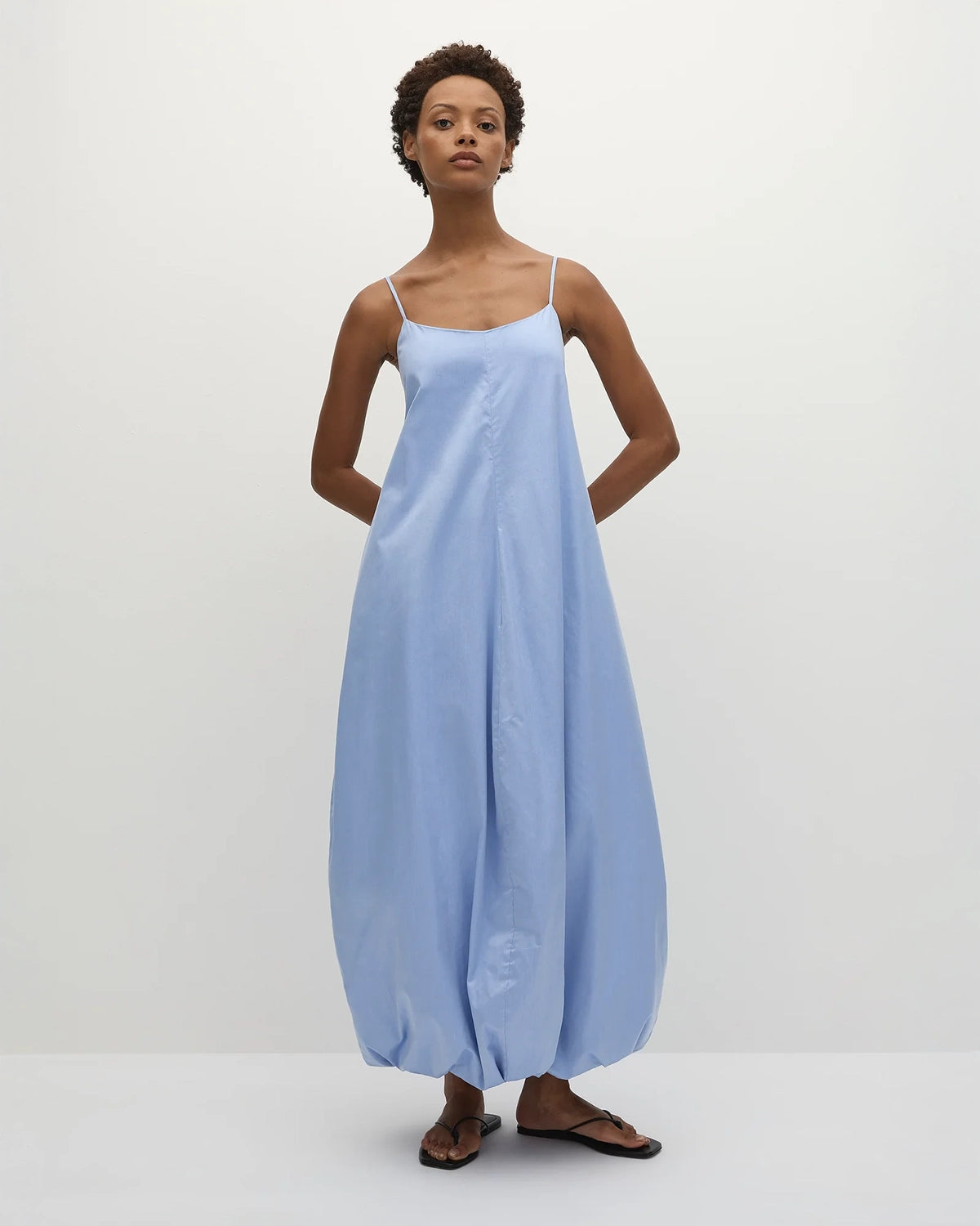 100% organic cotton dress in blue by faithfull the brand