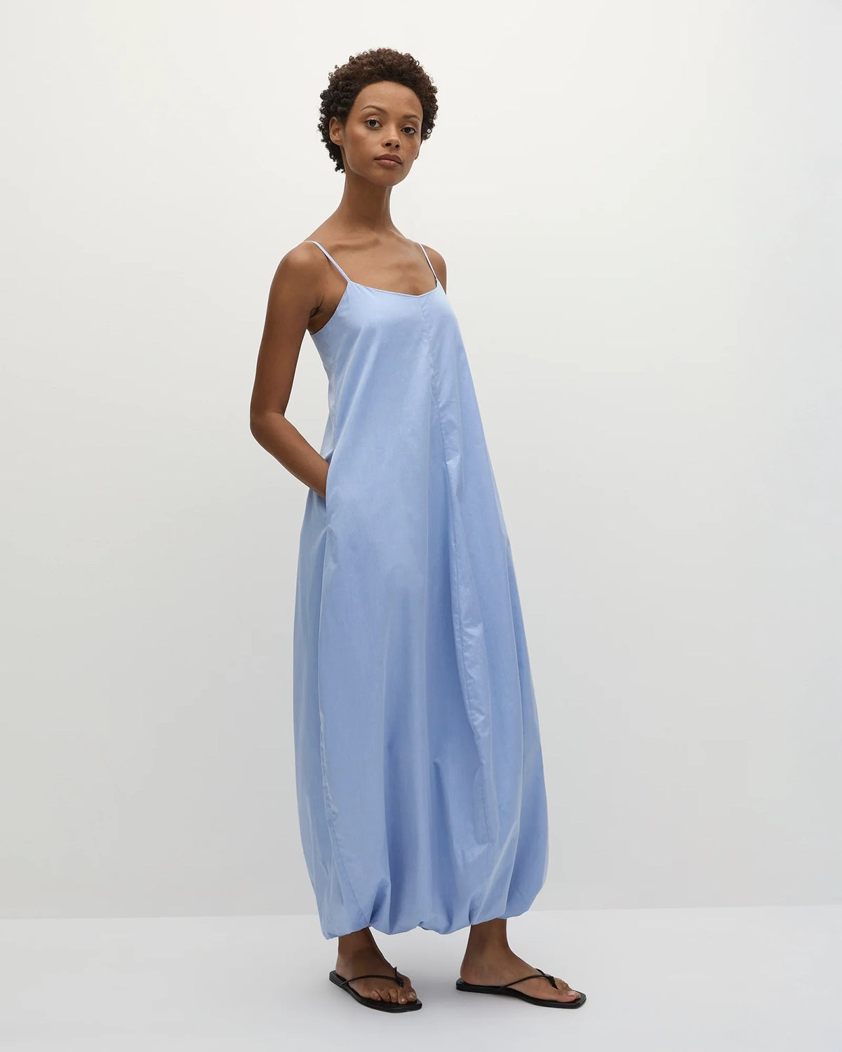 100% organic cotton dress in blue by faithfull the brand