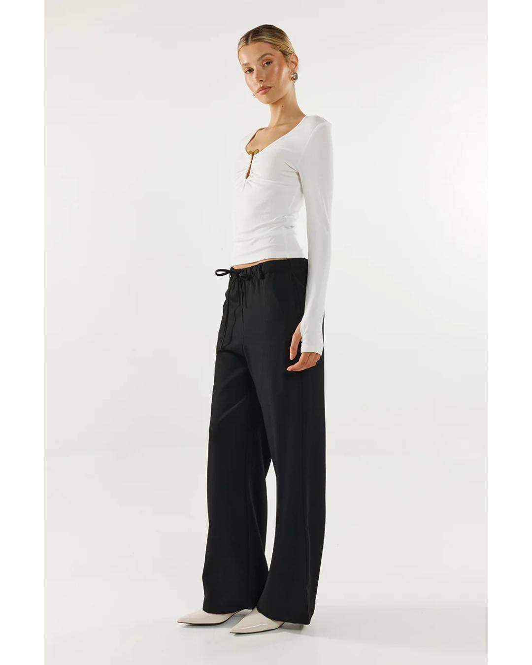 black wide leg trousers