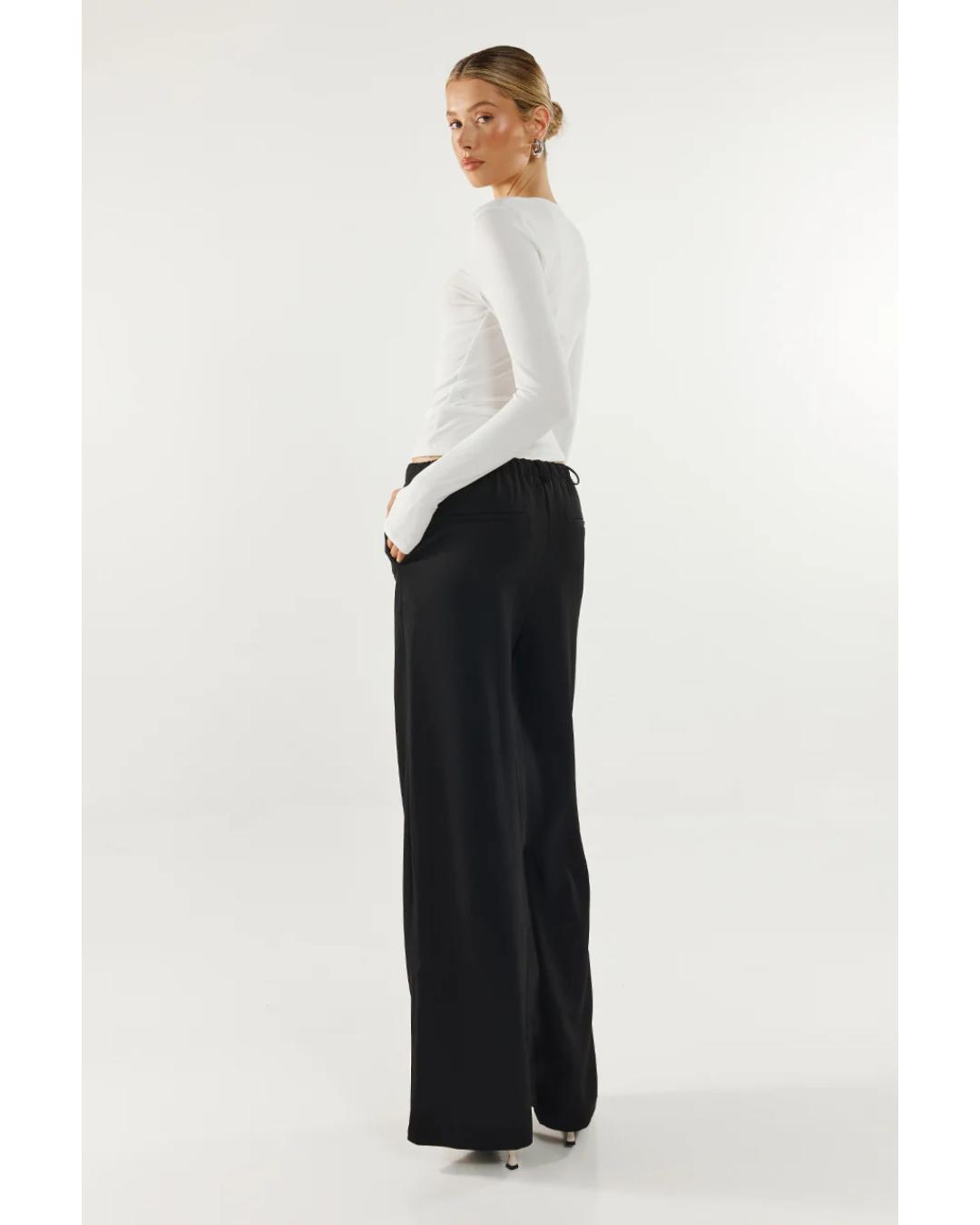 black wide leg trousers