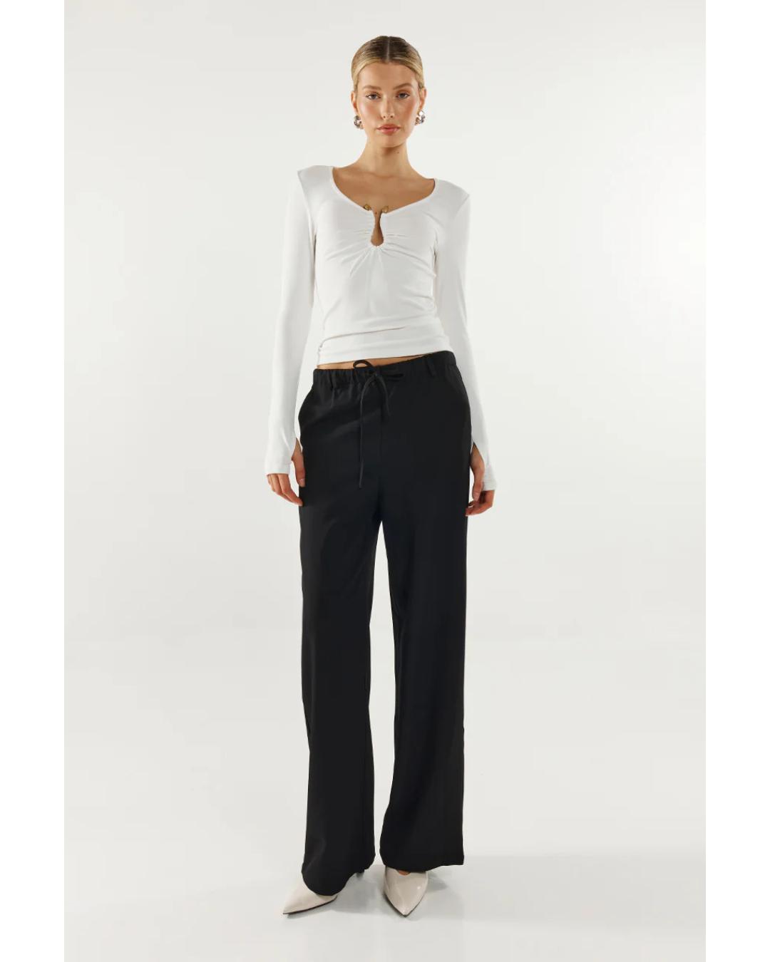 black wide leg trousers