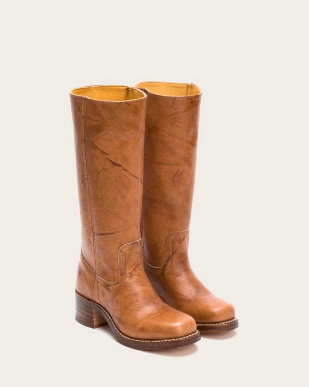 Cognac Brown Knee High Leather Campus Boots by Frye
