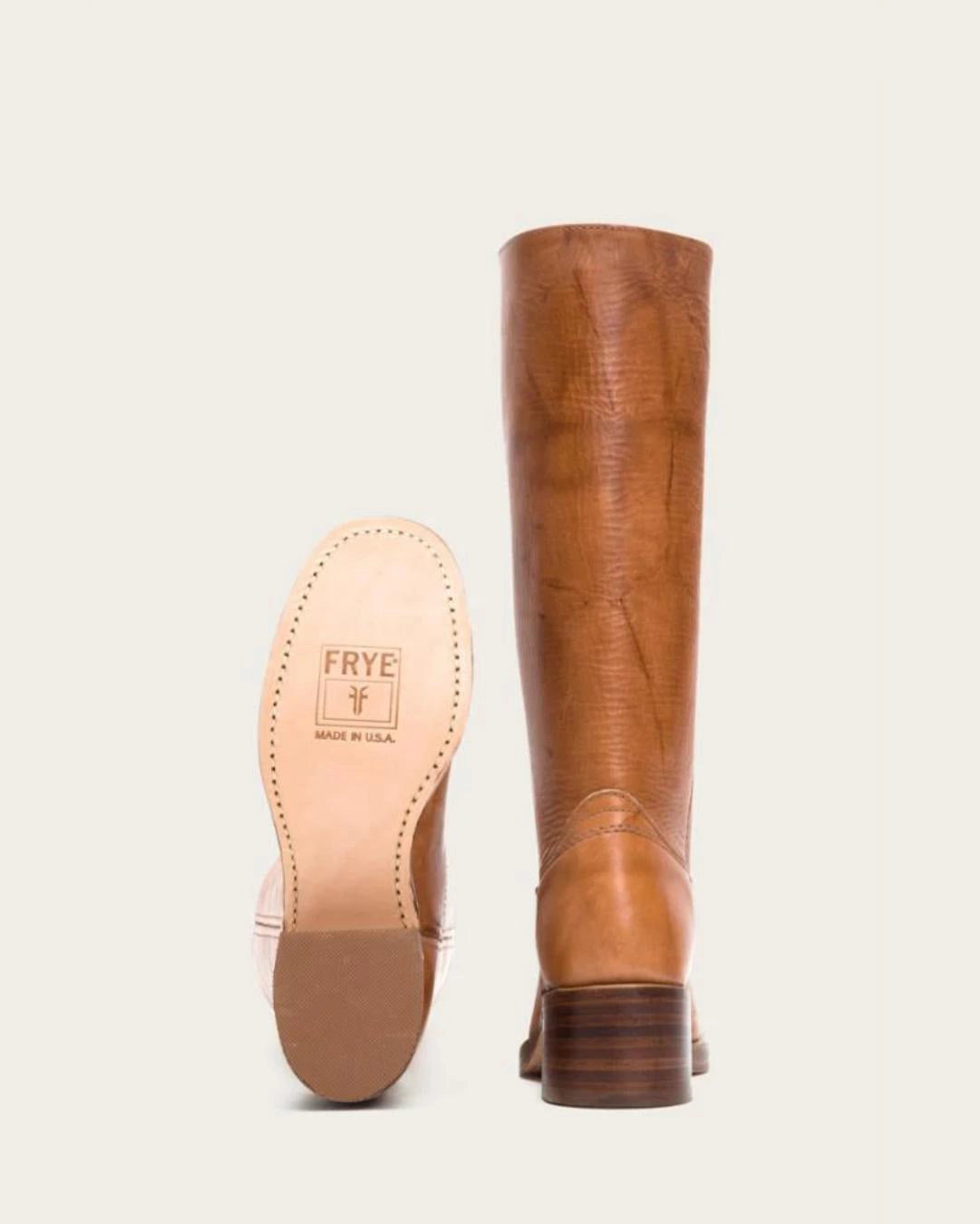 Cognac Brown Knee High Leather Campus Boots by Frye