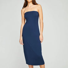 Load image into Gallery viewer, Amina Blue Strapless Midi Dress
