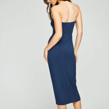 Load image into Gallery viewer, Amina Blue Strapless Midi Dress
