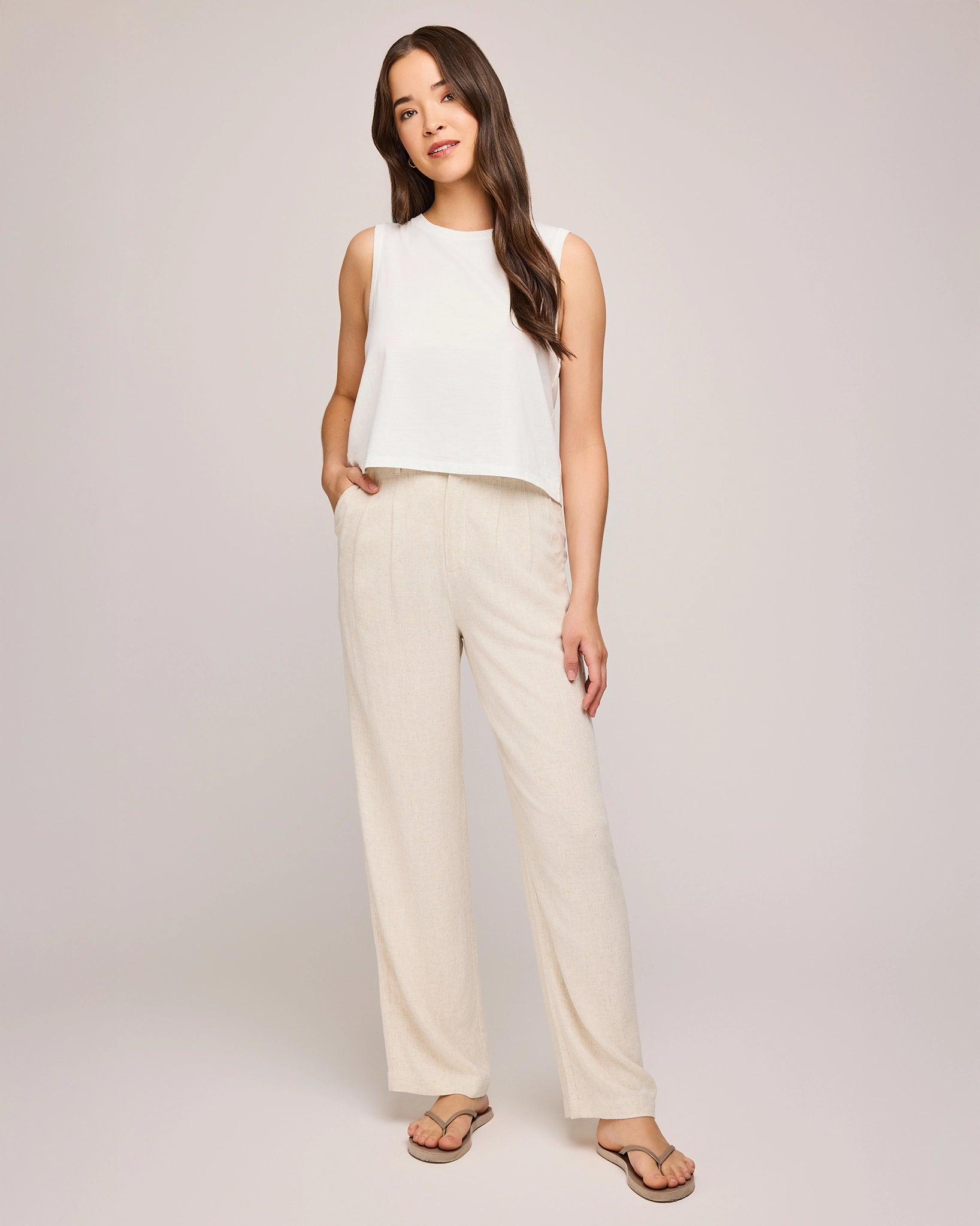 Cream linen Elliot pants by Gentle Fawn