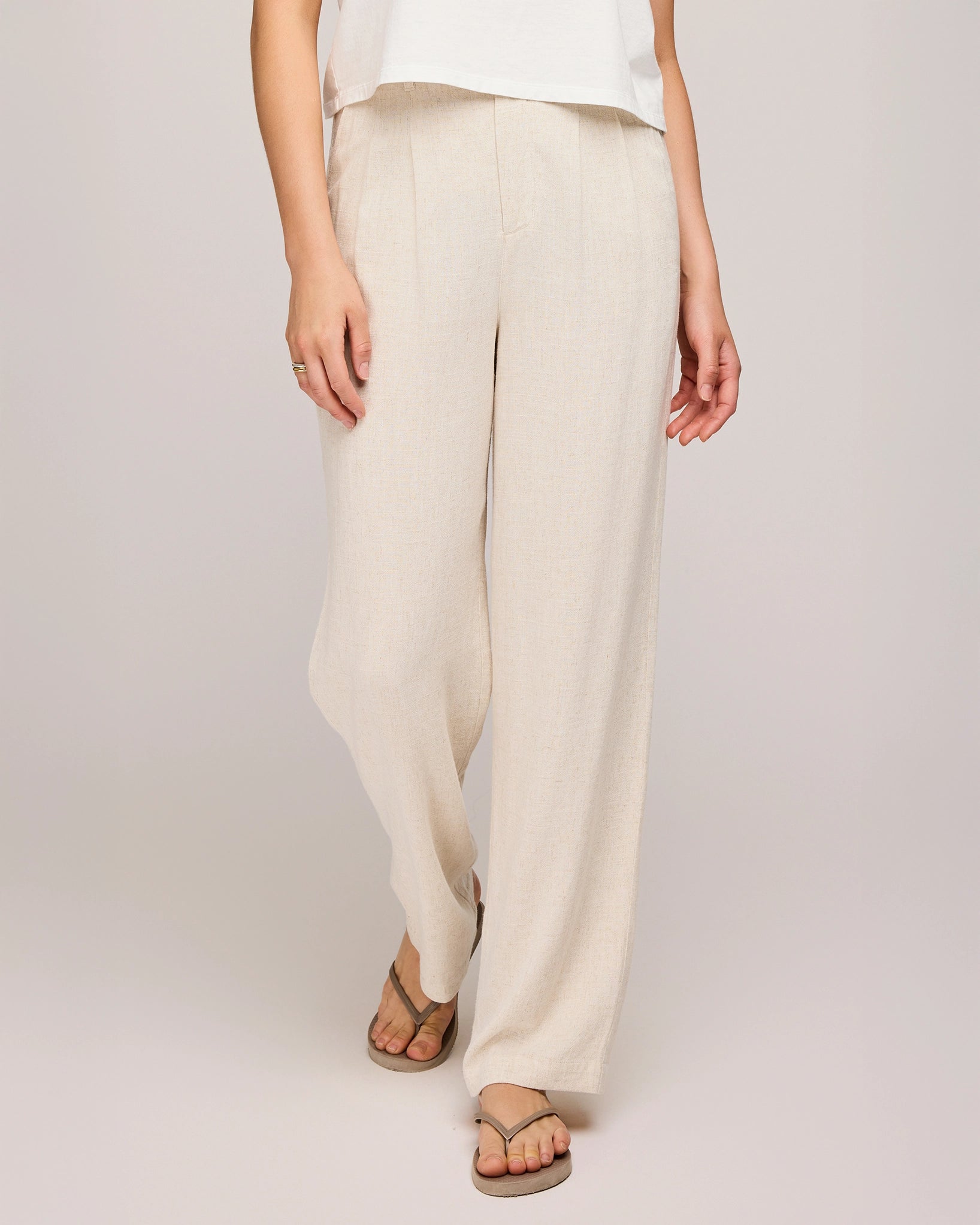 Cream linen Elliot pants by Gentle Fawn