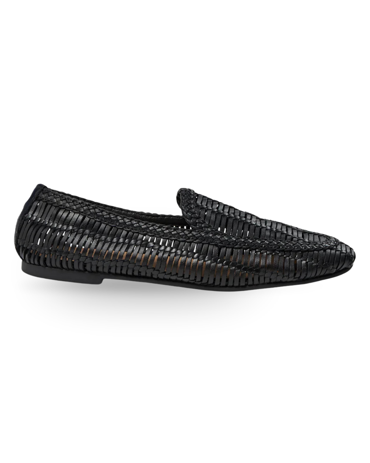 black woven loafer