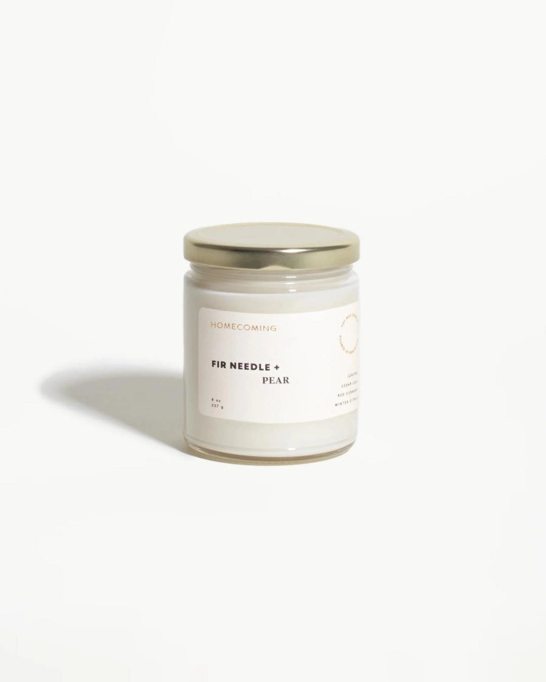Jar of 'Fir Needle + Pear' candle by Homecoming