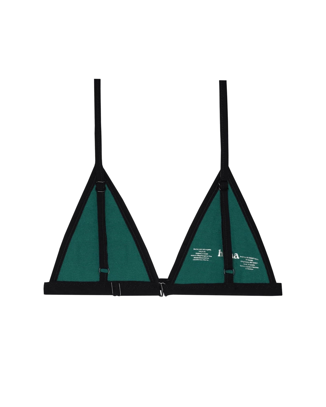 A black string triangle bralette with thin straps by Huha