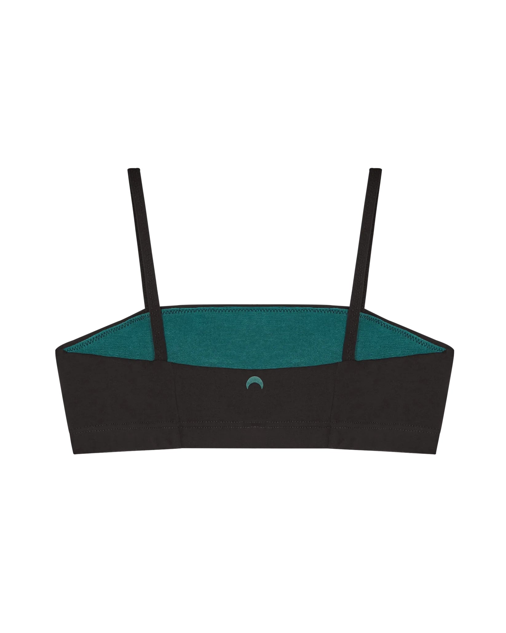 back view of a black bandeau sports modal bralette