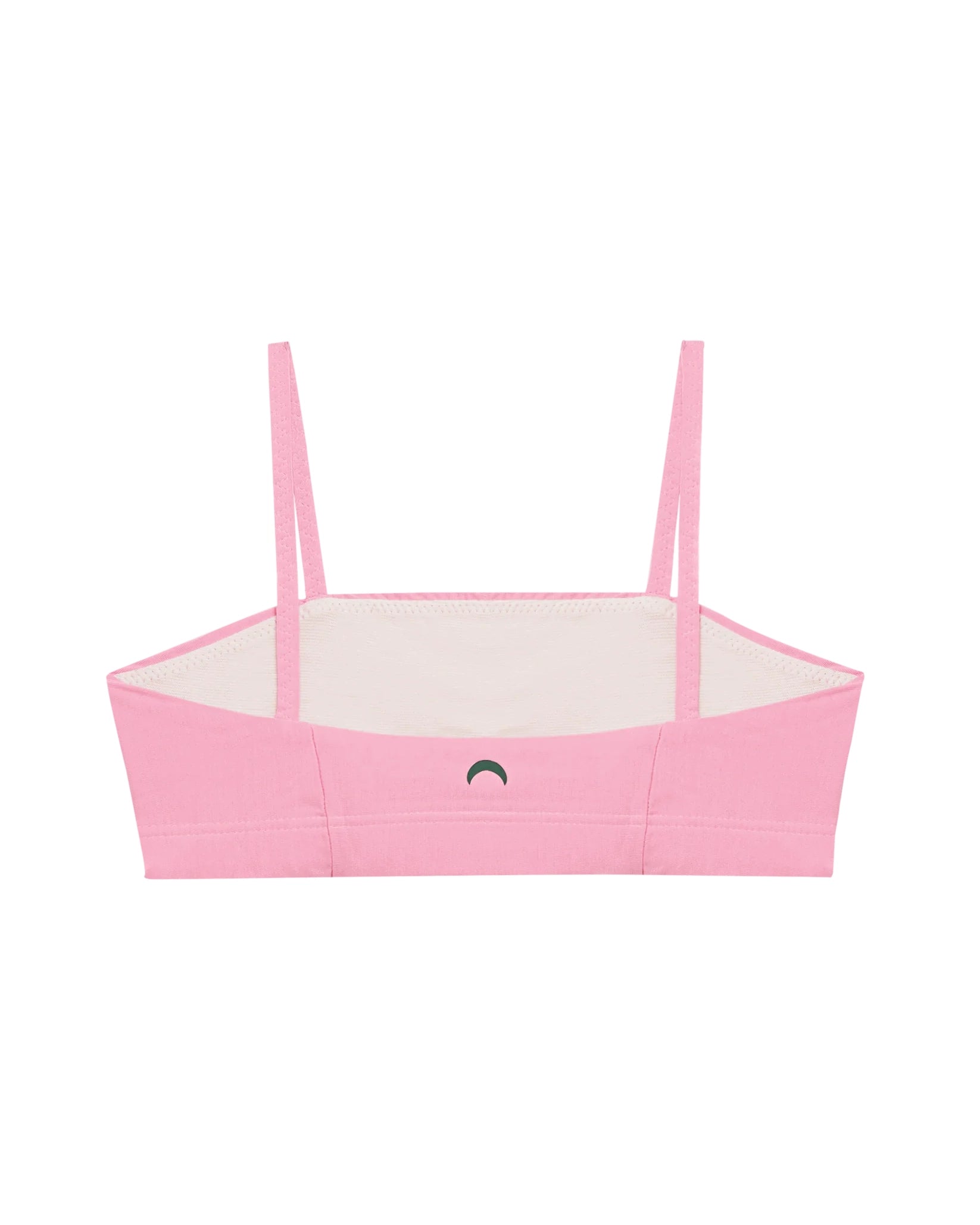 Backwards view of pink bandeau sports modal bralette