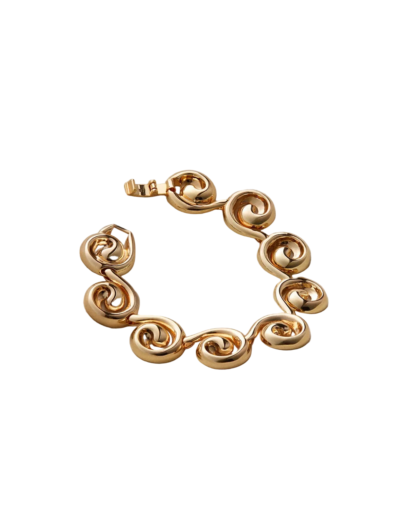 chunky statement gold bracelet with swirl details