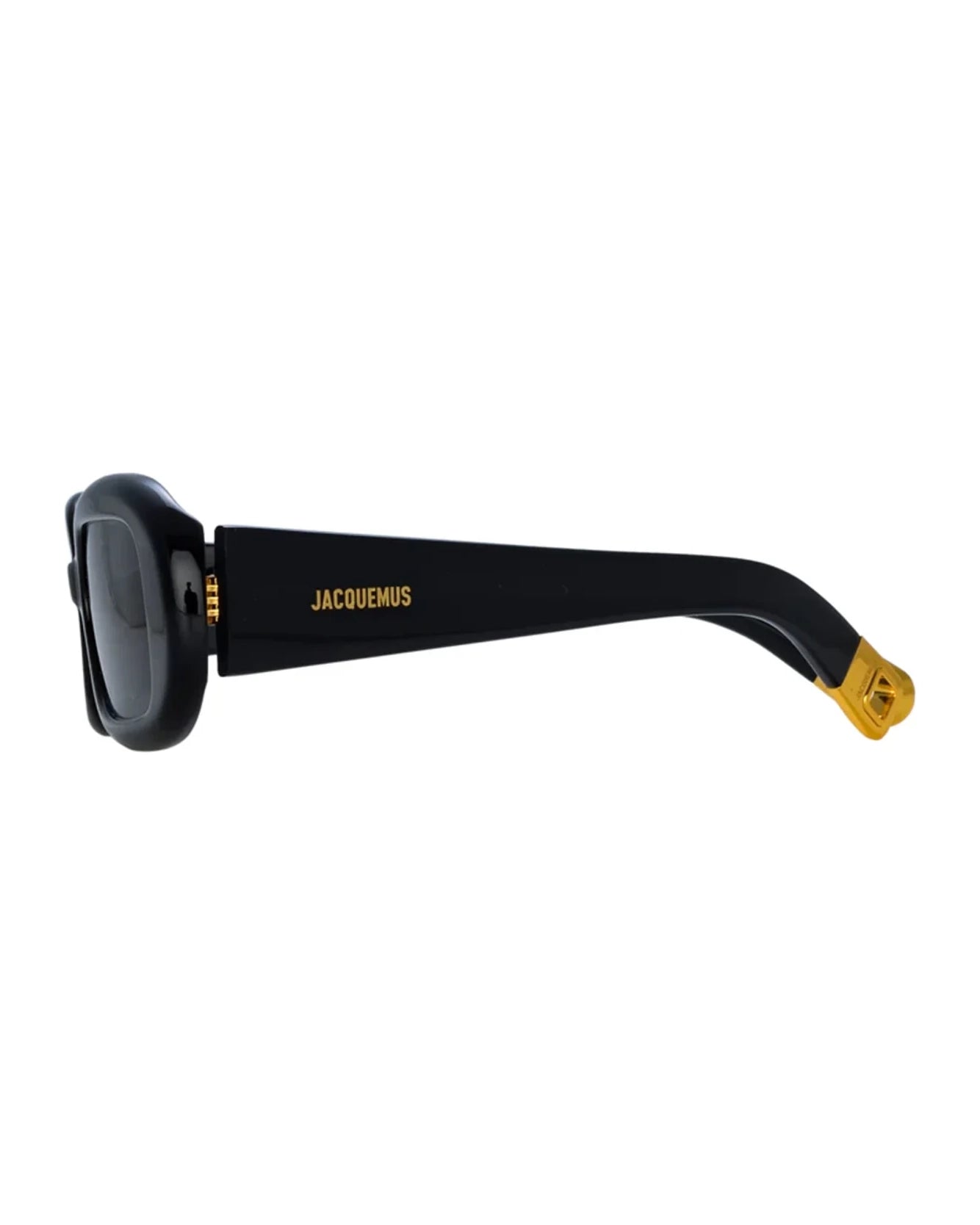 Jaquemus Rond Carre Sunglasses in Black with gold detail