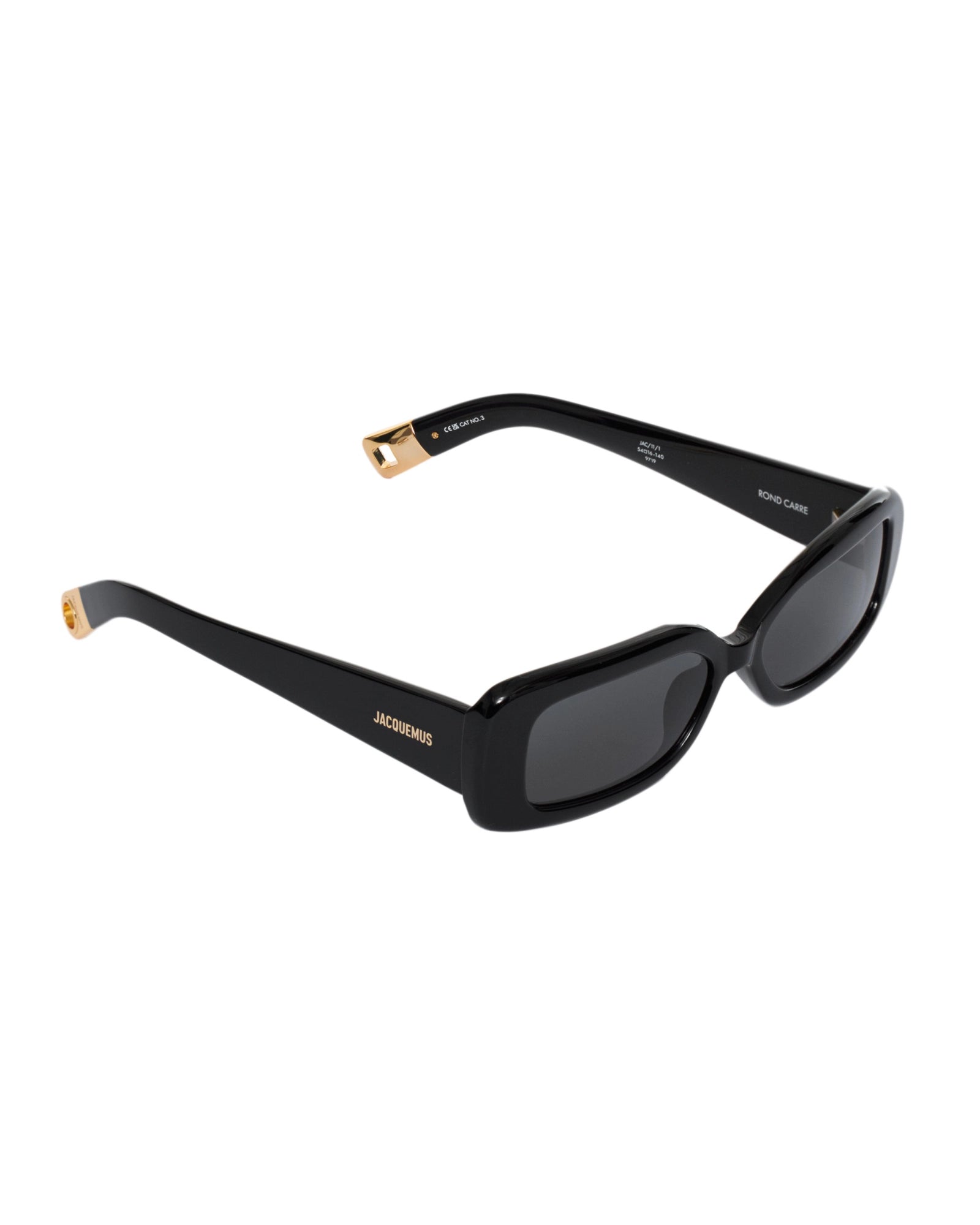 Jaquemus Rond Carre Sunglasses in Black with gold detail