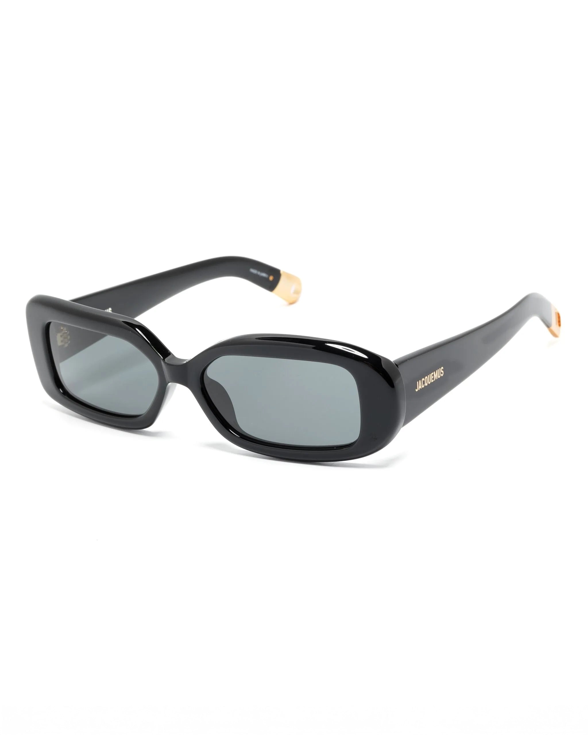 Jaquemus Rond Carre Sunglasses in Black with gold detail