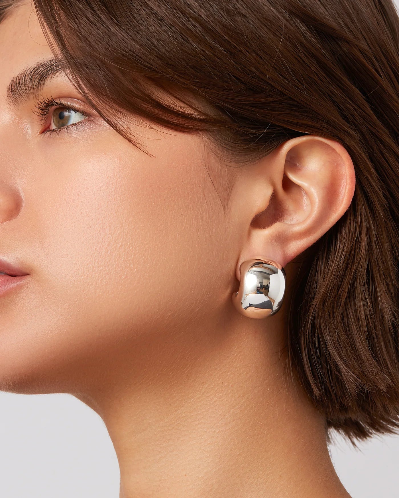 Chunky Statement Hoop Earrings in Silver