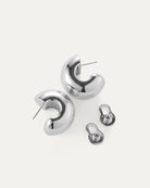 Chunky Statement Hoop Earrings in Silver