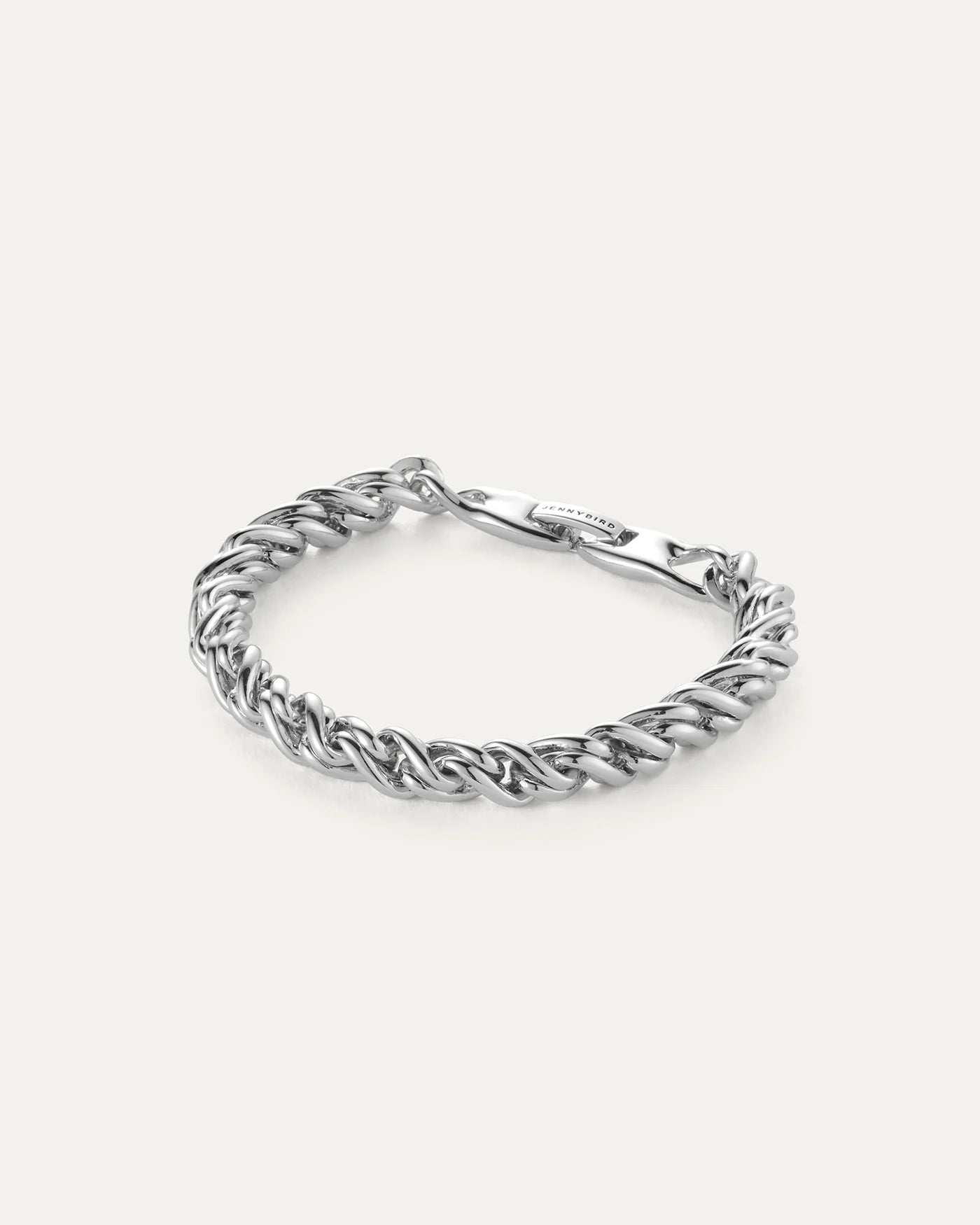 Thick braided silver chain Rizzo bracelet by Jenny Bird