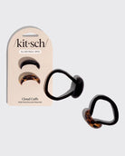 Black and tortoiseshell cloud-shaped hair cuffs with 'kitsch' packaging