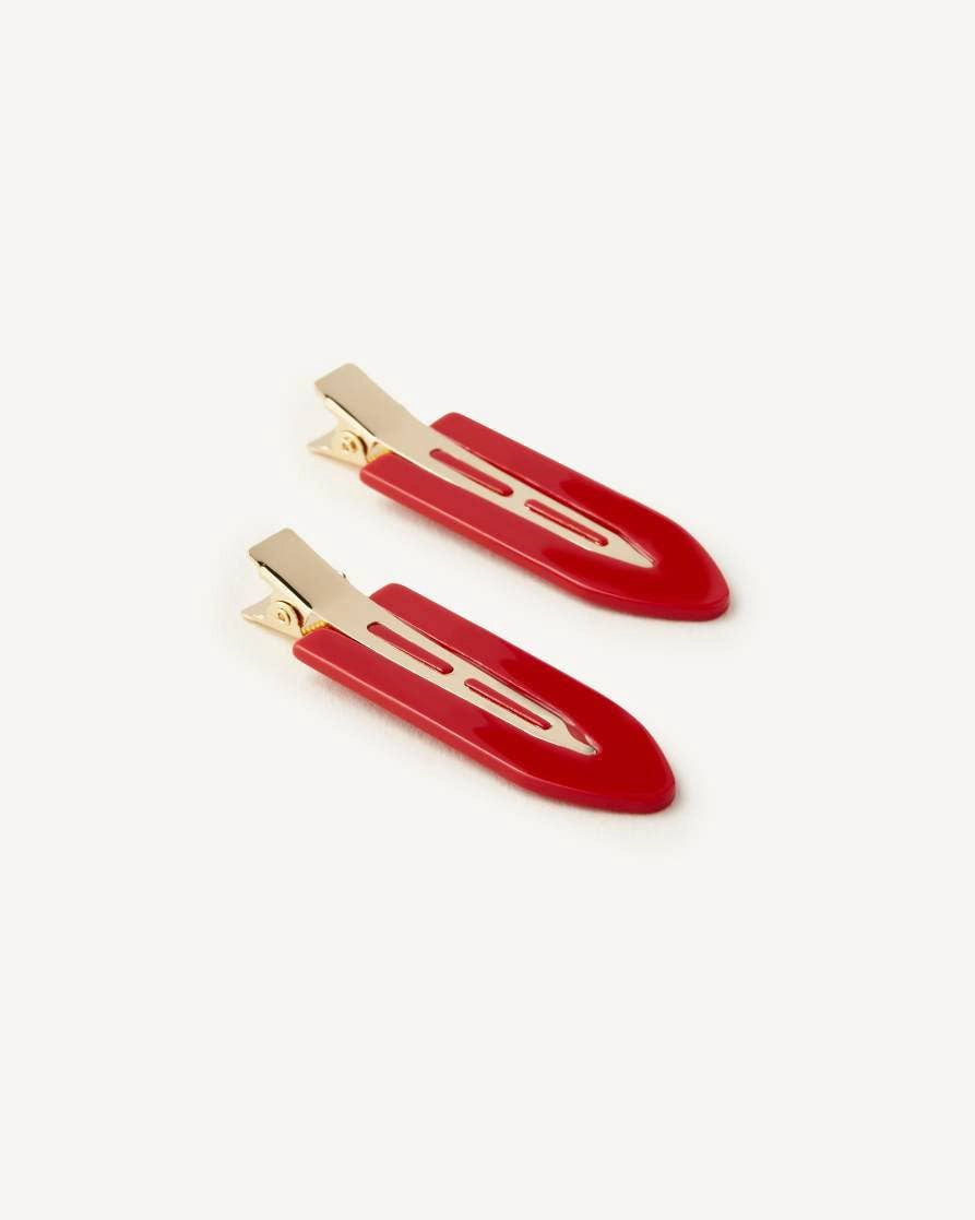 Kov Essentials Creaseless Hair Clips in gold and cherry red