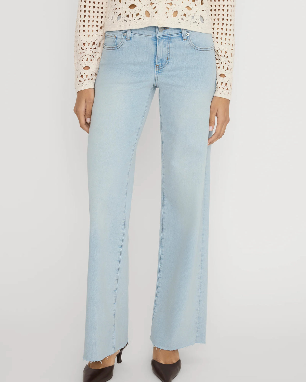 Le Slim Palazzo jeans by Frame in Preen Raw After light wash colour
