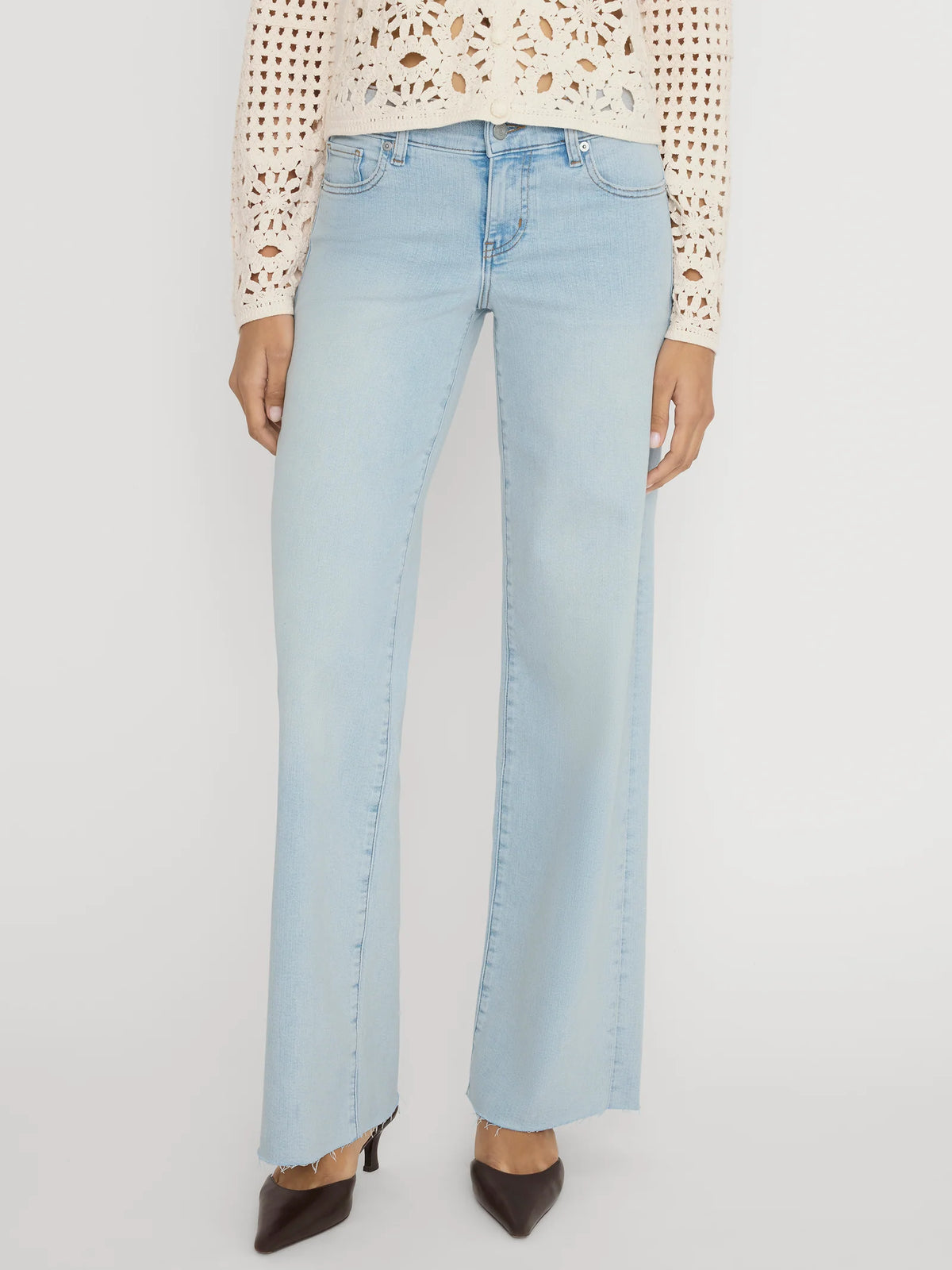 Le Slim Palazzo jeans by Frame in Preen Raw After light wash colour