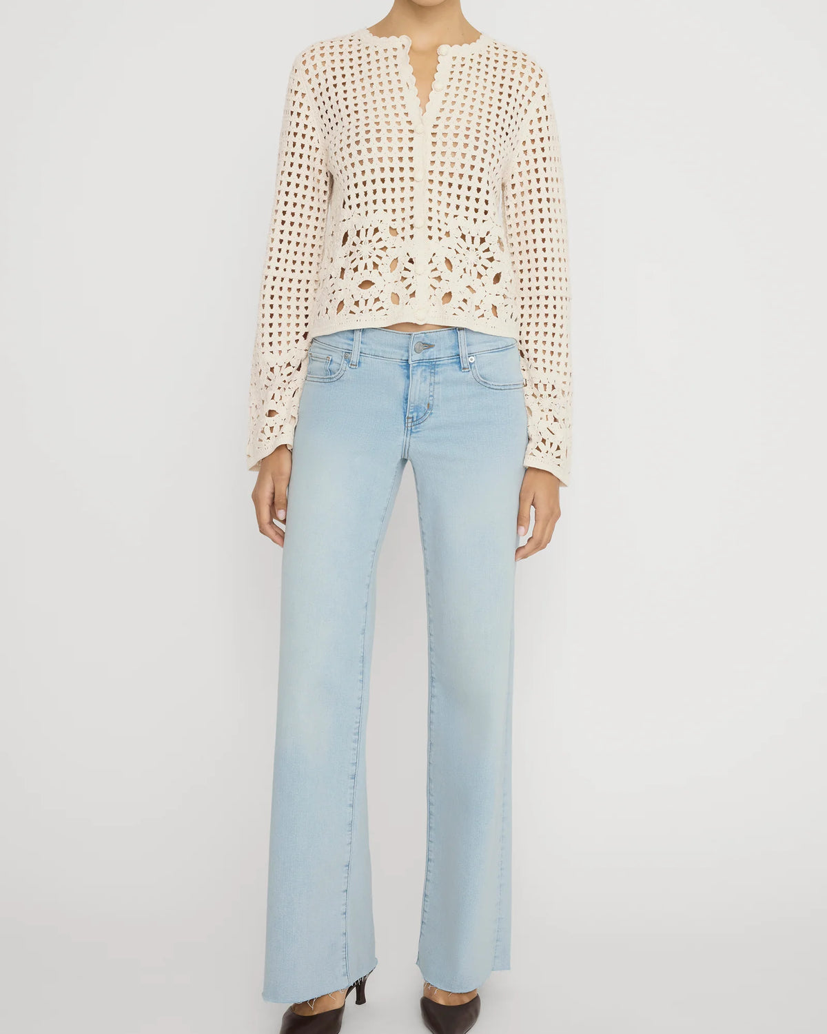 Le Slim Palazzo jeans by Frame in Preen Raw After light wash colour