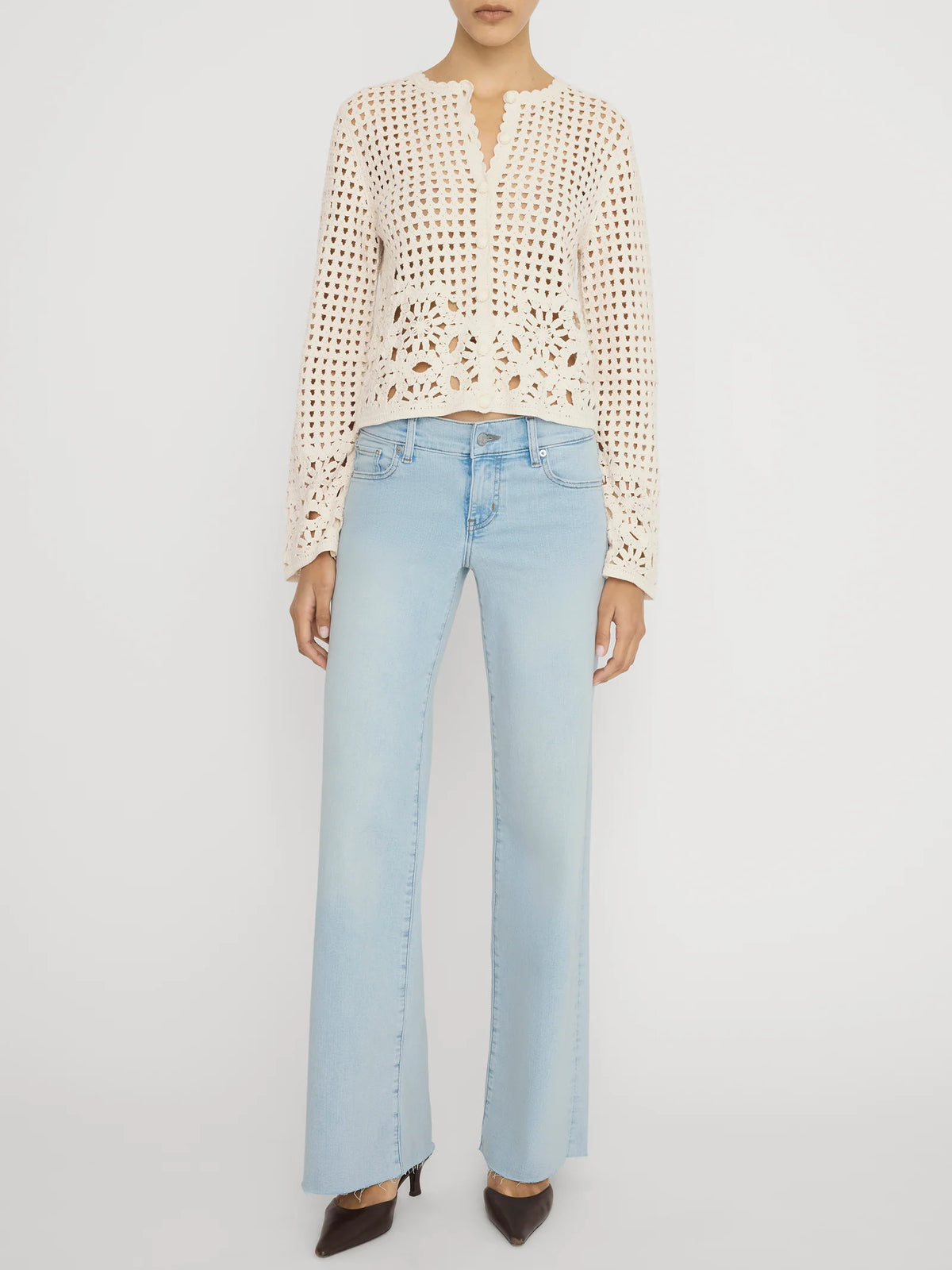 Le Slim Palazzo jeans by Frame in Preen Raw After light wash colour