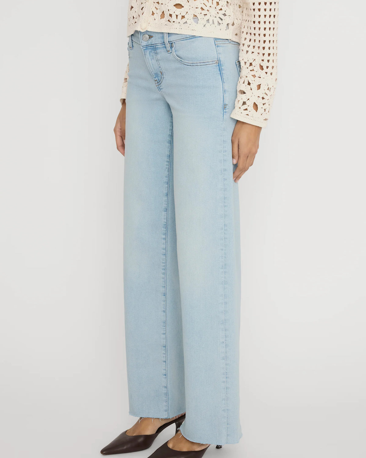 Le Slim Palazzo jeans by Frame in Preen Raw After light wash colour