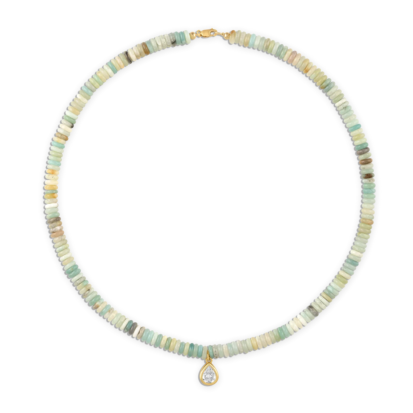 beaded necklace with pear pendant