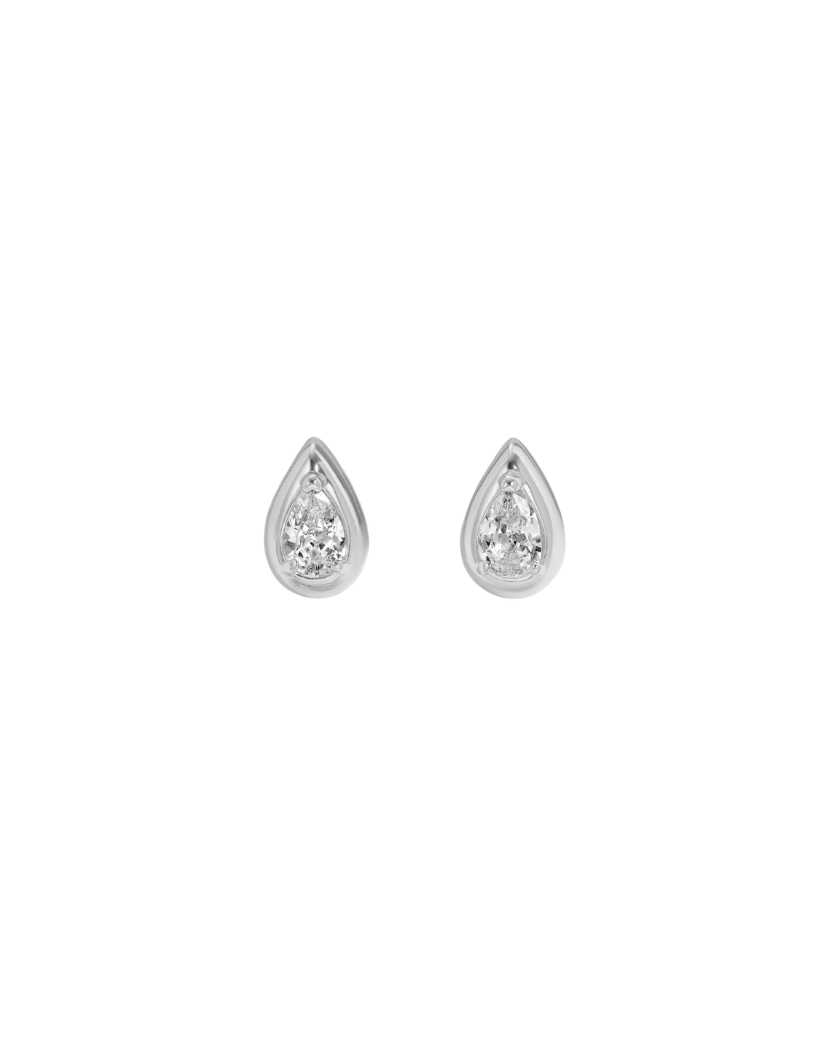 a teardrop shaped crystal earring with silver by brand Lili Claspe