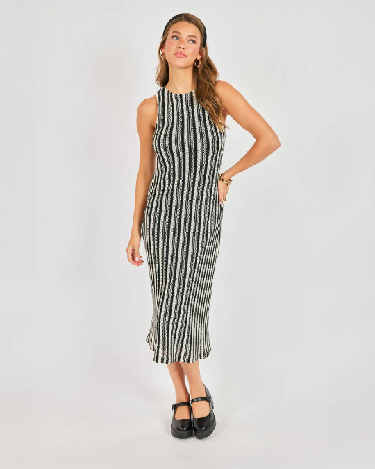 MIDI dress in black and white