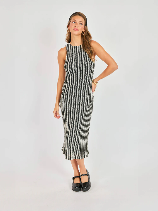 MIDI dress in black and white