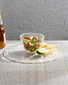 Glass Reversible Chip and Dip Cake Pedestel with gold