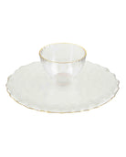 Glass Reversible Chip and Dip Cake Pedestel with gold
